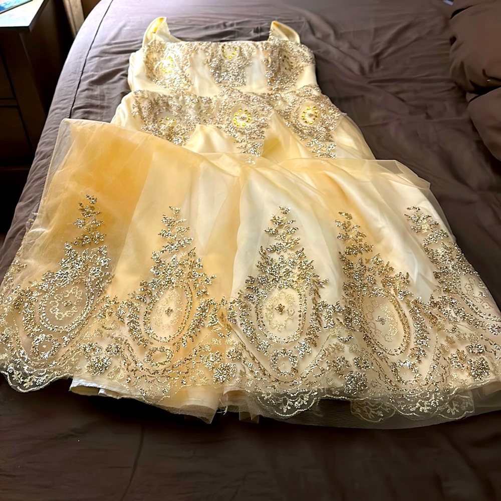 Brand new, beautiful gold dress